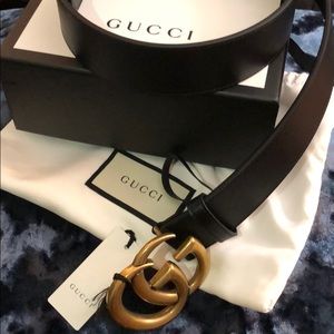 Gucci Medium Marmont Black Leather Belt Size 85